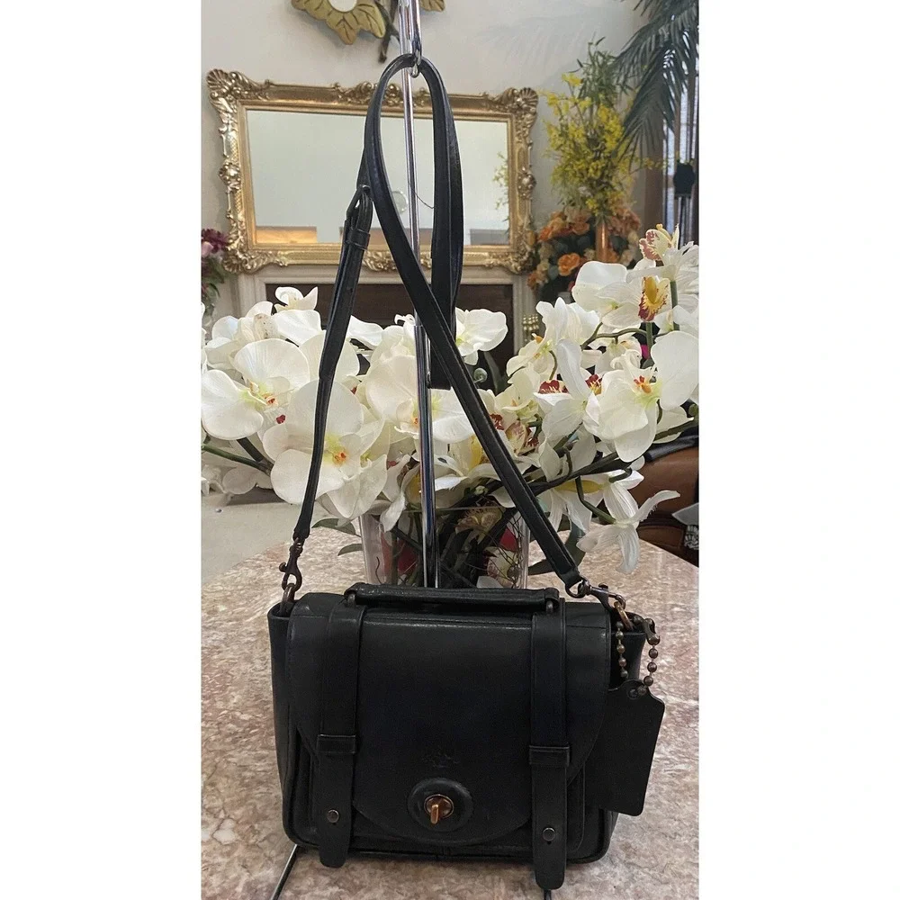 COACH BLEECKER BLACK LEATHER MINI BROOKLYN MESSENGER BAG 32279 EUC,MSRP‎ $468